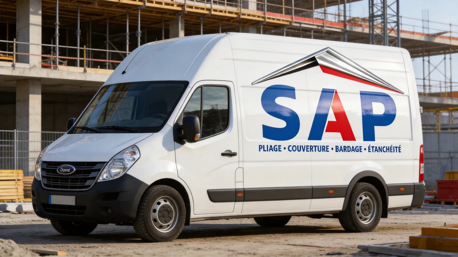 Véhicule de chantier habillé de l’identité SAP