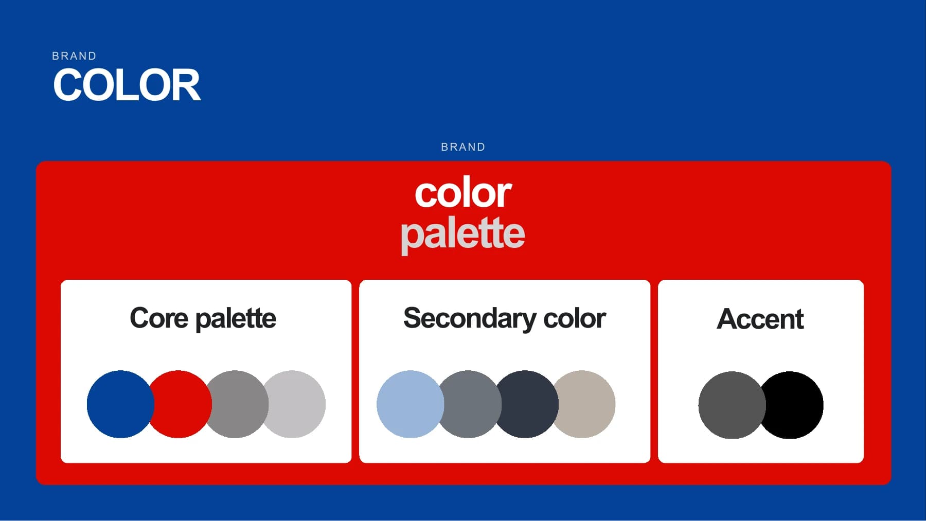Palette bleue, rouge et grise de SAP