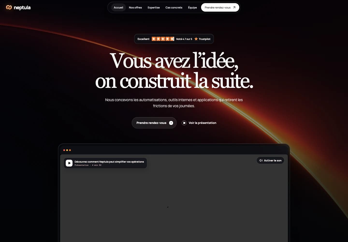 Page d’accueil du site Neptula