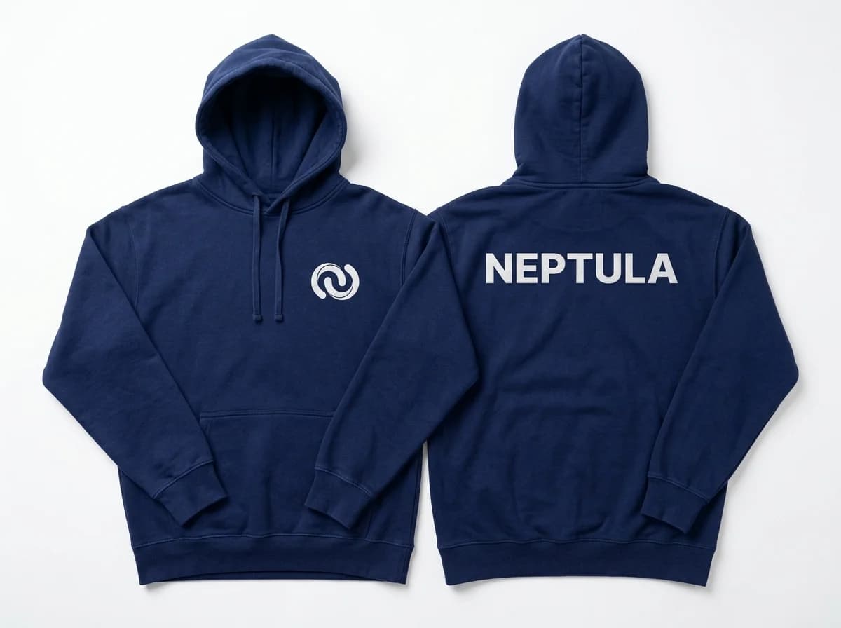Déclinaison de l’identité Neptula sur des vêtements